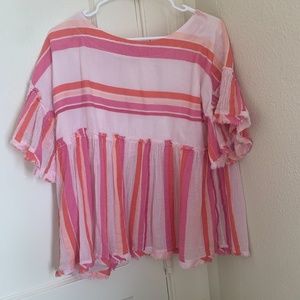 Cute Red/Pink Stripe Top
